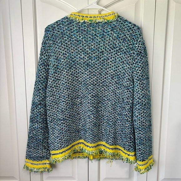 Missoni Tweed Fringe Blue Jacket Cardigan Sweater Size 48 Large 12 - Picture 4 of 15